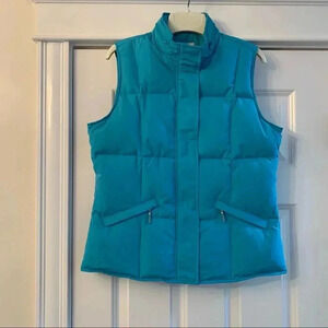 TALBOTS Womens S Periwinkle Blue Goose Down Filled Puffer Vest Full zip Small